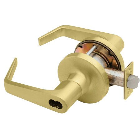 Falcon Grade 1 Storeroom Cylindrical Lock, SFIC Prep Less Core, Dane Lever, Standard Rose, Satin Brass Fini T581BD D 606